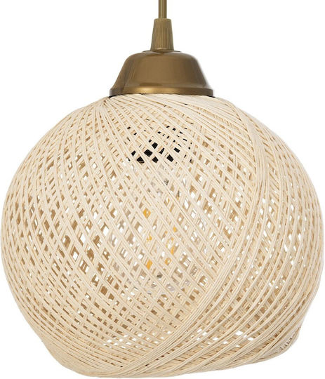 GloboStar Yasam Hängelampe Beige Boho mit Seil für Fassung E27 35x35x80cm.