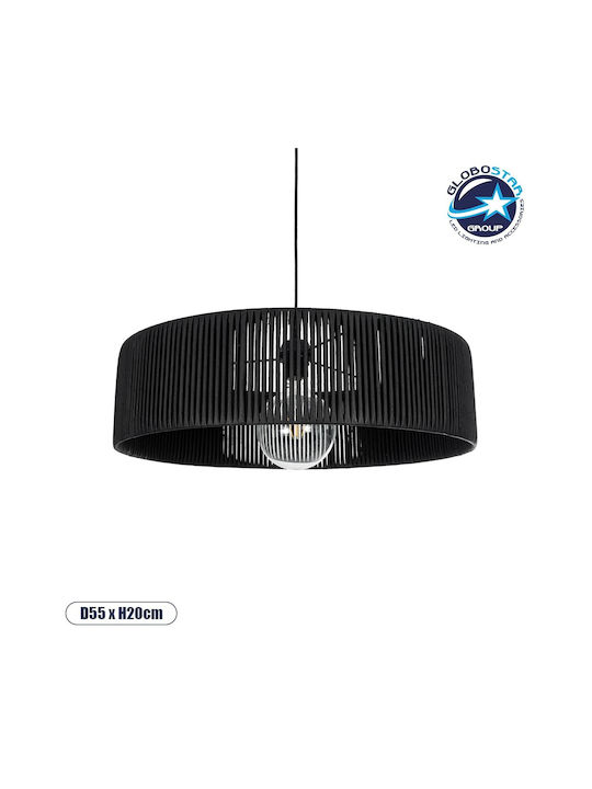 GloboStar Rattan Pendant Light Black Boho with Socket E27 55x55x90cm