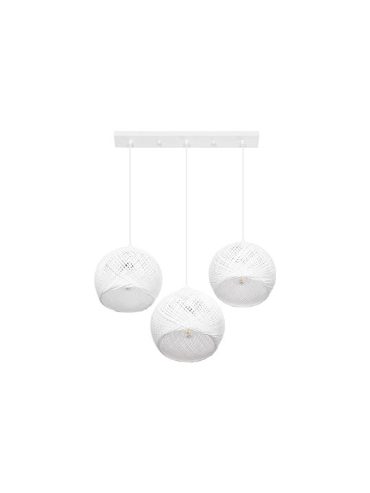 GloboStar Yasam Lustră Alb Boem cu frânghie pentru Dulie E27 55x25x80cm.