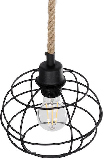 GloboStar Talah Pendant Light Black with Rope for Socket E27 14x14x61.5cm