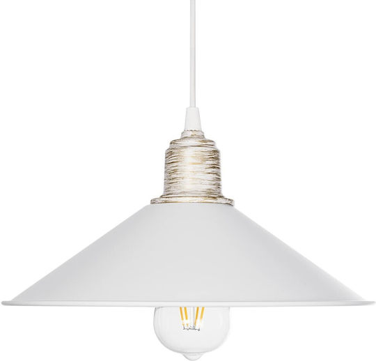 GloboStar Ferro Висящо Таванно Осветително Тяло Бяла Камбанка с Цокъл E27 30x30x15см