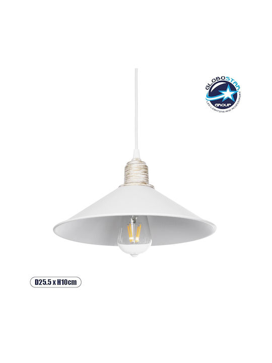 GloboStar Ferro Pendant Light White Bell with Socket E27 30x30cm