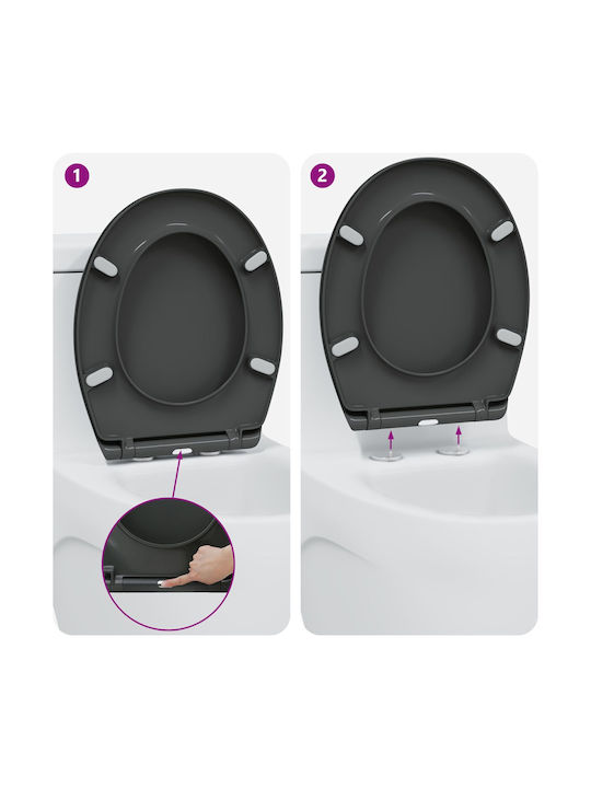 vidaXL Καπάκι Λεκάνης Soft Close Πλαστικό Γκρι vidaXL Καπάκι Λεκάνης Soft Close Πλαστικό Γκρι
