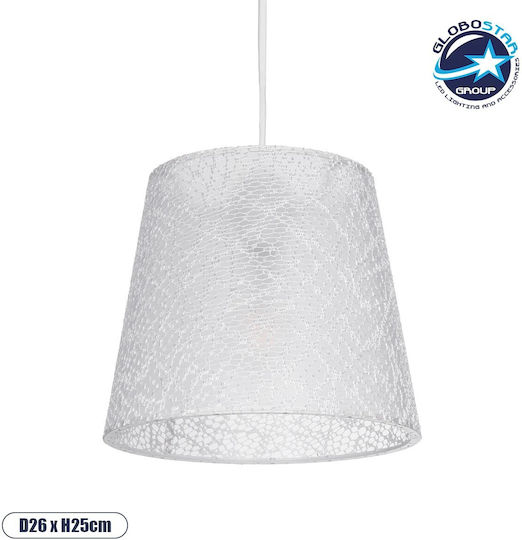 GloboStar Coney Hängelampe Weiß mit Fassung E27 26x26x93cm.