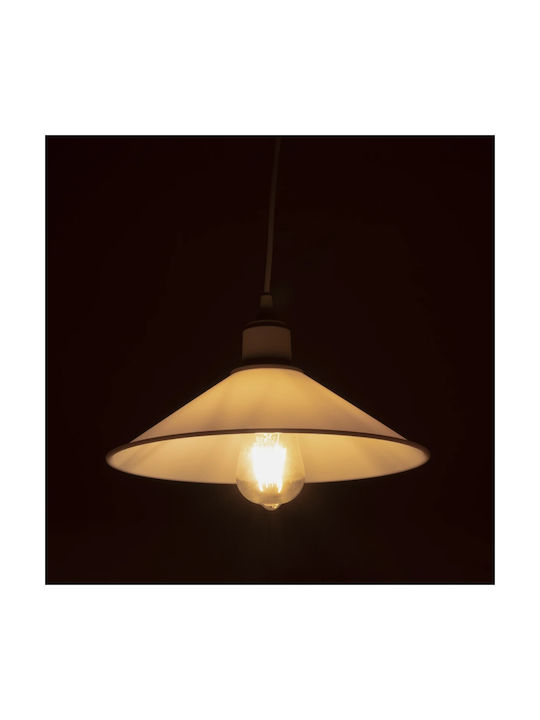 GloboStar Ferro Pendant Light White Bell with Socket E27 30x30x90cm