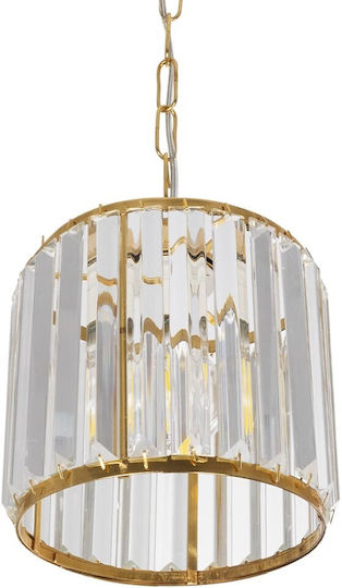 GloboStar Glamorous Pendant Light Gold with Crystals for Socket E27 20x20x45cm