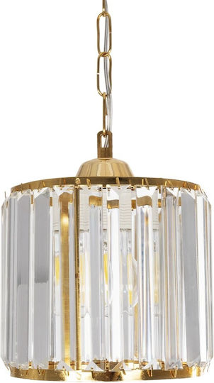 GloboStar Glamorous Pendant Light Gold with Crystals for Socket E27 20x20x45cm