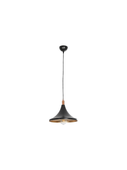 GloboStar Belfry Hängelampe Schwarz Glocke mit Fassung E27 29.5x29.5x90cm.