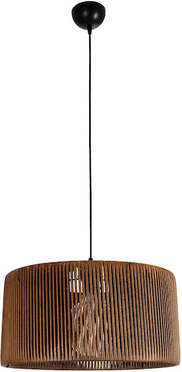 GloboStar Rattan Pendant Light Brown Boho with Socket E27 40x40x90cm