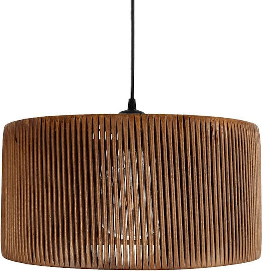 GloboStar Rattan Pendant Light Brown Boho with Socket E27 40x40x90cm