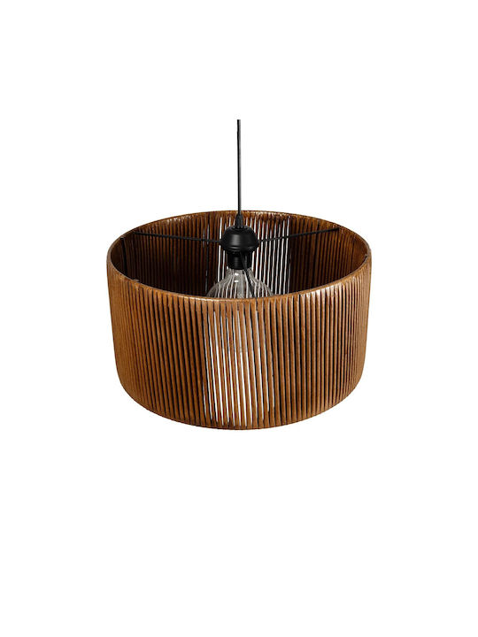 GloboStar Rattan Κρεμαστό Φωτιστικό Καφέ Boho με Ντουί E27 40x40x90εκ.