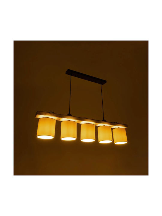 GloboStar Pendant Light White Rail for 5 Bulbs E27 100x15x73cm