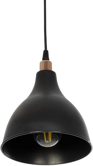 GloboStar Rade Pendant Light Black Bell with Socket E27 17.5x17.5x56cm