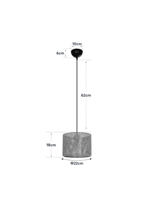 GloboStar Clairie Pendant Light Gray with Socket E27 22x22x93cm