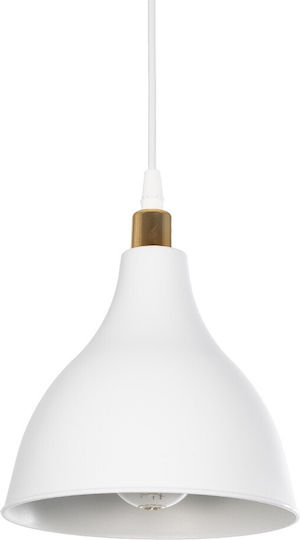 GloboStar Rade Hängelampe Weiß Glocke mit Fassung E27 17.5x17.5x56cm.