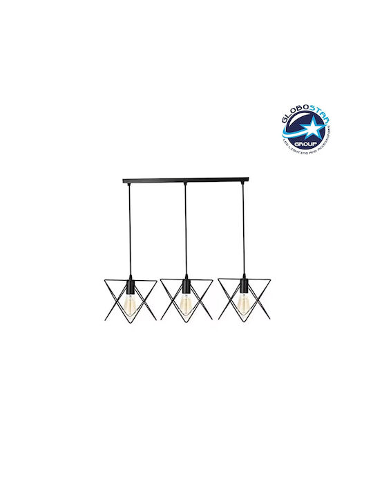 GloboStar Glind Pendant Light Black Rail with Socket E27 55x25x70cm