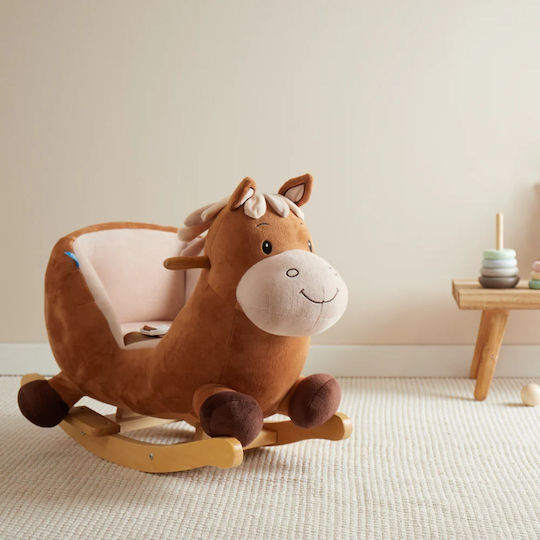 Bieco Fabric Rocking Toy Horse for 9+ months with Max Load Capacity 26kg Brown