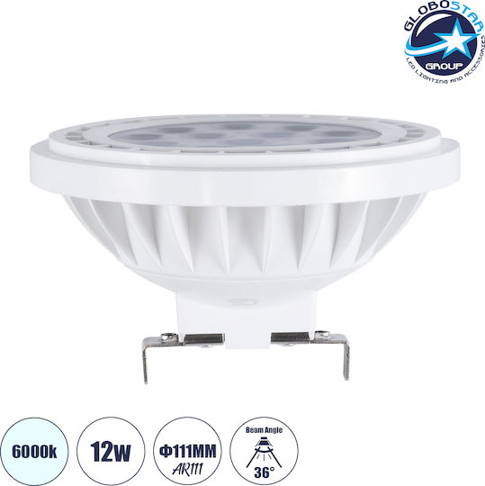 GloboStar LED Bulb 12W 70mm for Socket GU5.3 and Shape AR111 Cool White 1200lm