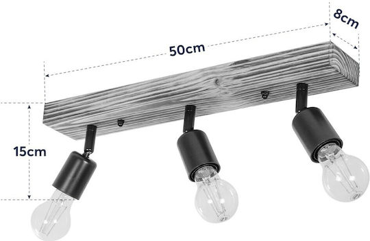 GloboStar Triplu Spot cu Soclu E27 în Culoare Negru