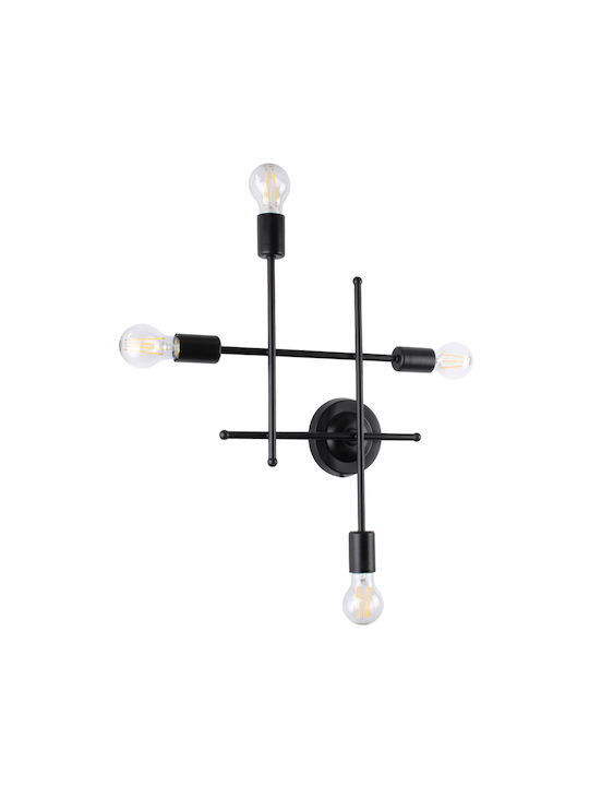 GloboStar Piping Vintage Lamp Wall with Socket E27 Black 40.5x52cm