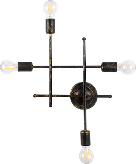GloboStar Piping Industrial Wall Lamp with E27 Lamp Bulb Base Bronze 40.5x52x52cm