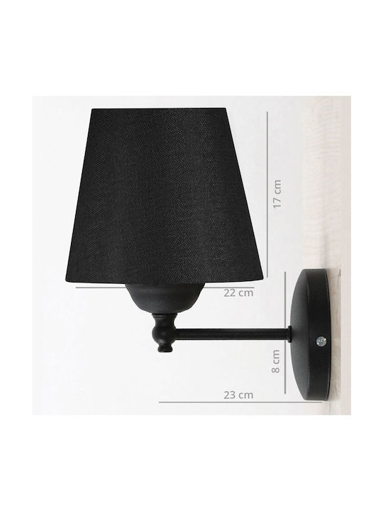 GloboStar Pam Modern Lamp Wall with Socket E27 Black 23x23x17cm