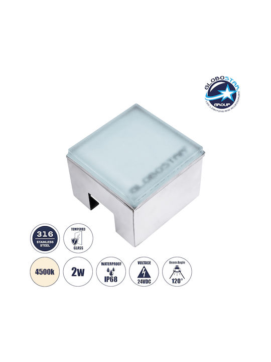 GloboStar Spot De Podea LED 2W Cu Lumină Alb Natural IP68 Gri