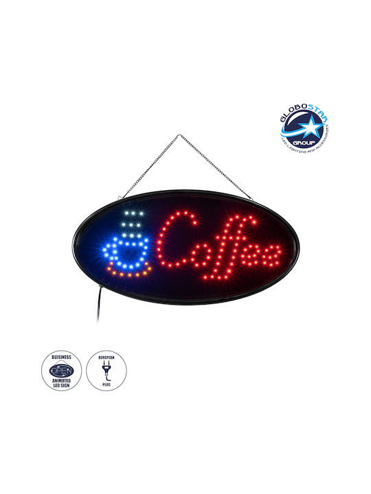 Globostar 75687 Φωτιστικό Ταμπέλα Led Οβάλ Σήμανσης Coffee Πρίζα Ac 230v Μ48 X Π1.8 X Υ24.5cm