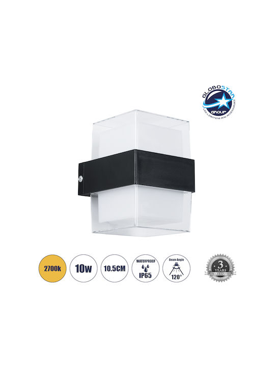 GloboStar Empire Wall-Mounted Outdoor Spot Light LED IP65 10W with Warm White Light Double Beam