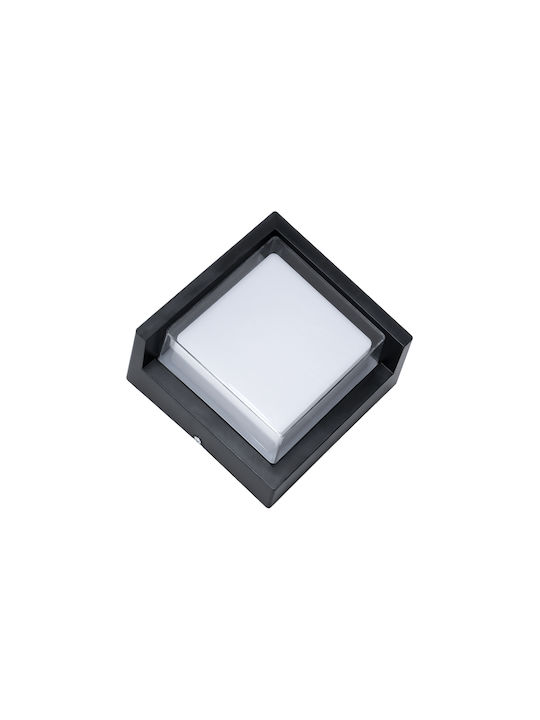 GloboStar Apex Square Wall-Mounted Outdoor Ceiling Lamp LED IP65 10W with Natural White Light 17x17x9cm