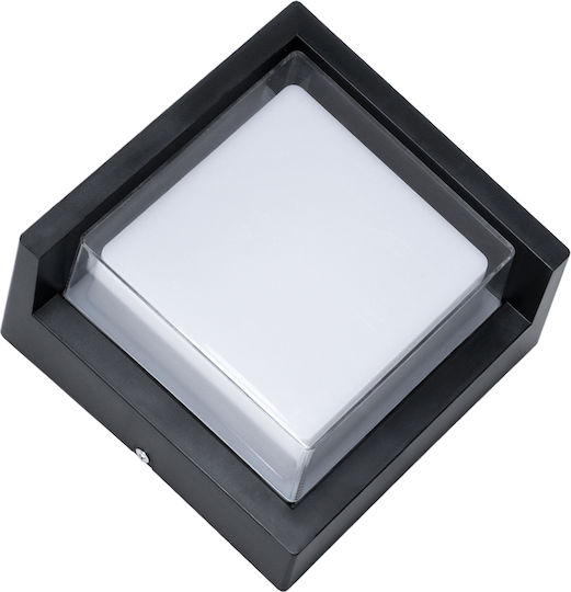 GloboStar Apex Square Wall-Mounted Outdoor Ceiling Lamp LED IP65 10W with Natural White Light 17x17x9cm