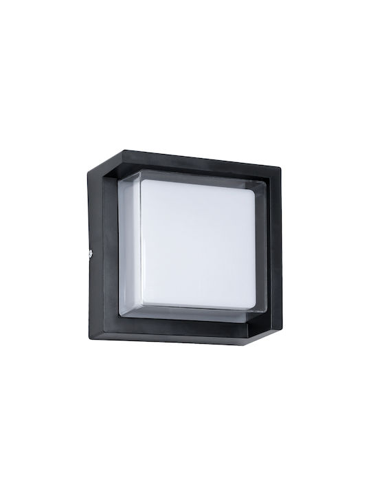 GloboStar Apex Square Wall-Mounted Outdoor Ceiling Lamp LED IP65 10W with Natural White Light 17x17x9cm