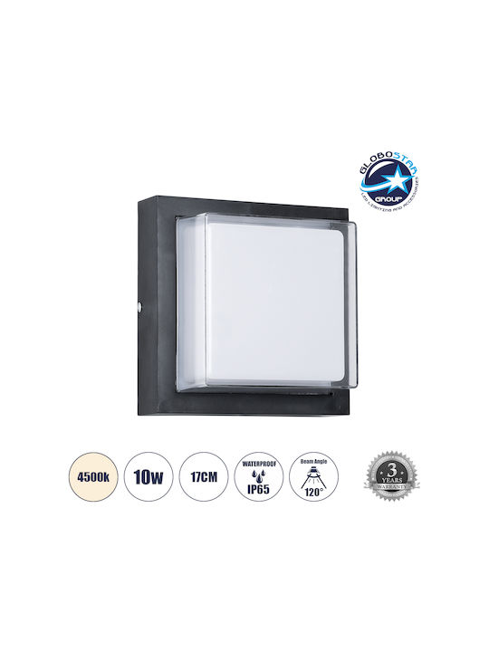 GloboStar Nexus Square Wandmontierte Außenbeleuchtung Deckenleuchte LED IP65 10W mit Natürliches Weiß Licht 17x17x9cm