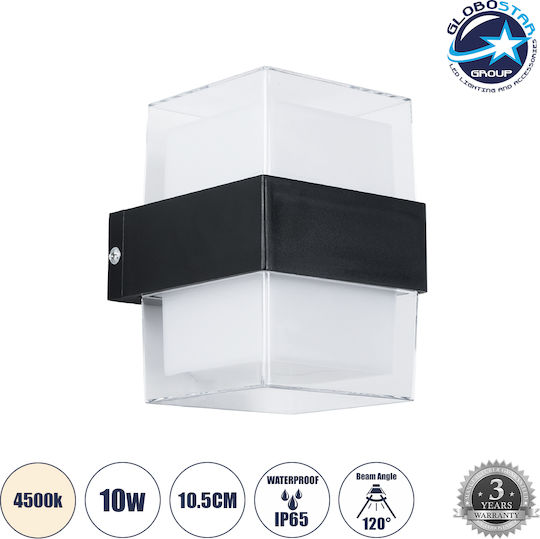 GloboStar Empire Επιτοίχιο Εξωτερικό Σποτ LED IP65 10W με Φυσικό Λευκό Φως Διπλής Δέσμης