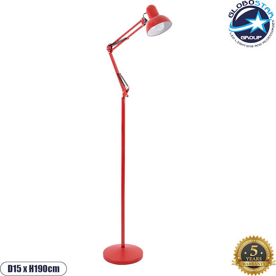GloboStar Audrey Vintage Lampa de podea Î190xL27.5cm. cu Soclu pentru Bec E27 Roșu