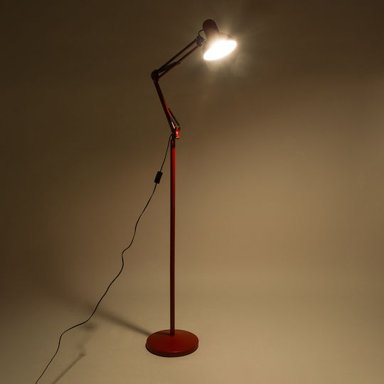 GloboStar Audrey Vintage Lampa de podea Î190xL27.5cm. cu Soclu pentru Bec E27 Roșu