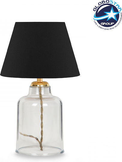 GloboStar Plastic Table Lamp for Socket E27 with Black Shade and Transparent Base