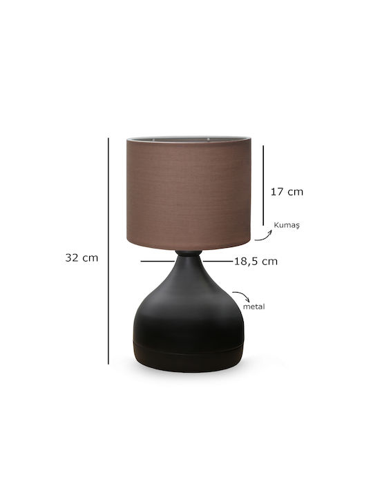 GloboStar Metal Table Lamp for Socket E27 with Black Shade and Base