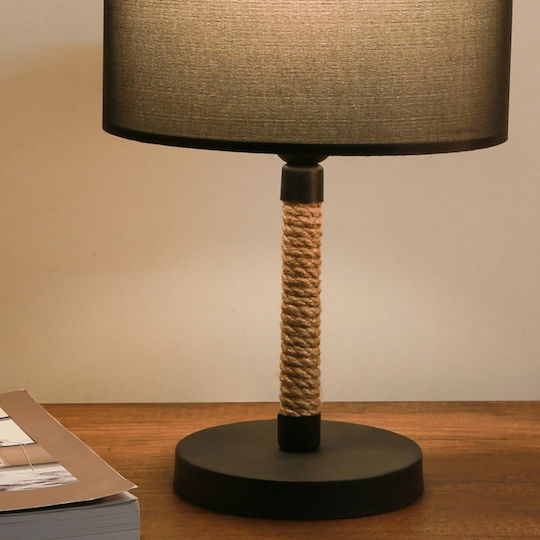 GloboStar Table Lamp from Rope for Socket E27 with Black Shade and Base