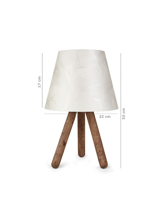 GloboStar Cap Wood Table Lamp for Socket E27 with White Shade and Brown Base