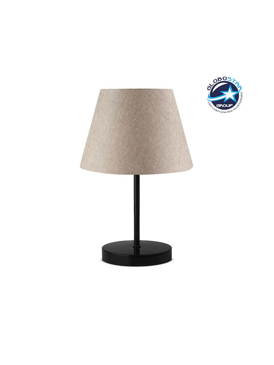 GloboStar Lara Metal Table Lamp for Socket E27 with Beige Shade and Black Base