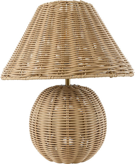 GloboStar Wood Table Lamp for Socket E27 with Beige Shade and Base