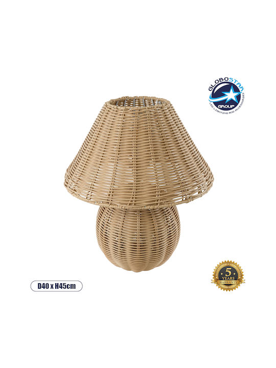 GloboStar Wood Table Lamp for Socket E27 with Beige Shade and Base