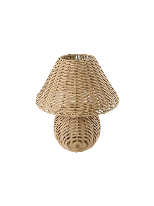 GloboStar Wood Table Lamp for Socket E27 with Beige Shade and Base
