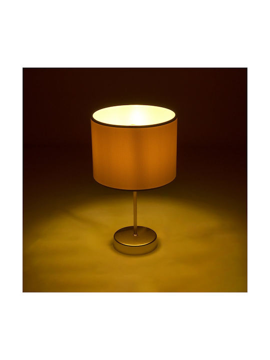 GloboStar Wiz Metal Table Lamp for Socket E27 with Beige Shade and Gold Base