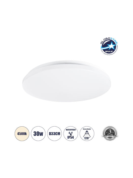 GloboStar Ceiling Mount Light Bathroom 33cm White with Integrated LED