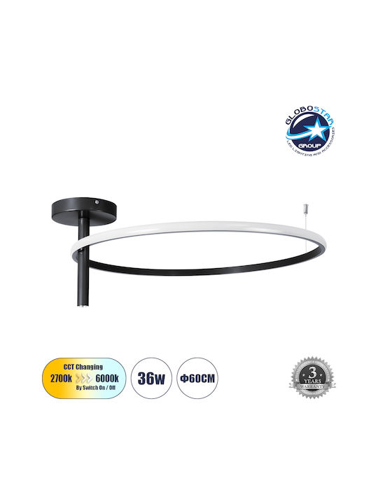 GloboStar Verona Ceiling Mount Light 60cm Black with Integrated LED