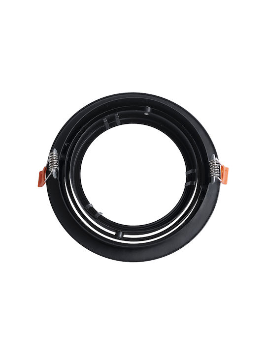 GloboStar Кръгла Металик Рамка за Спот GU10 Черен 17x17см. 1бр