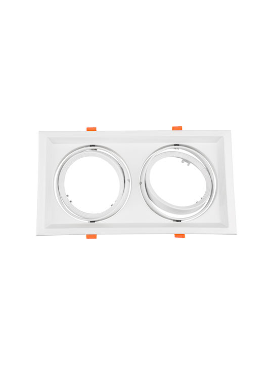 GloboStar Rectangle Metallic Frame for Spot GU10 AR111 White 33.5x17.5cm. 1pcs
