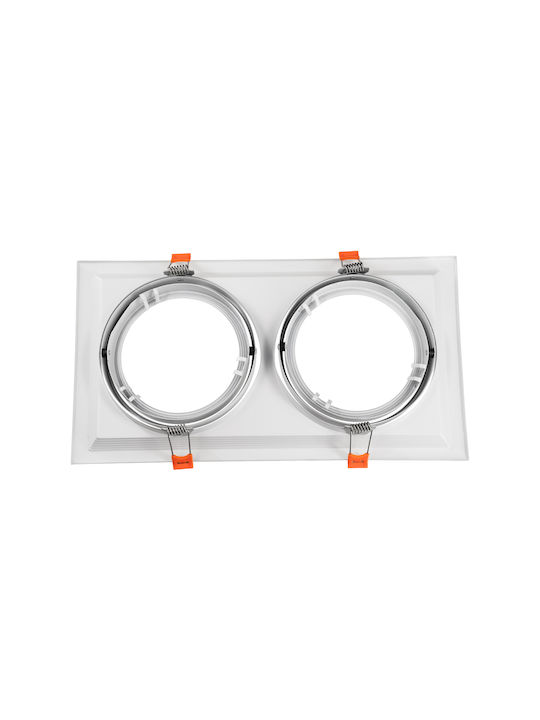 GloboStar Rectangle Metallic Frame for Spot GU10 AR111 White 33.5x17.5cm. 1pcs